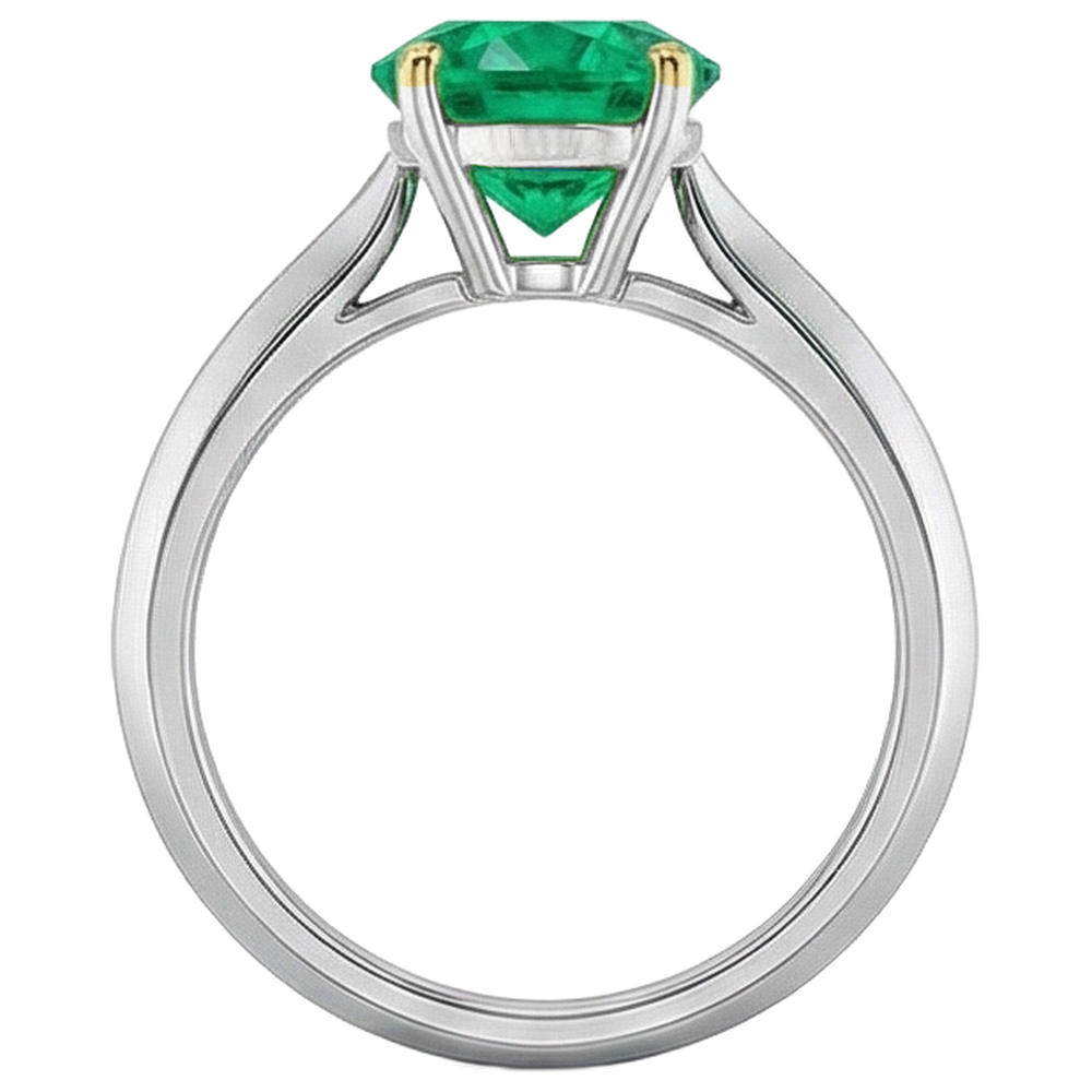 Natural Real ( Not Lab Grown ) Casual Gemstone Ring Green Emerald GIA Round Cut
