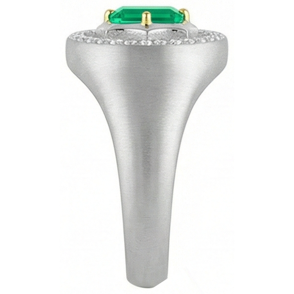 Natural Real ( Not Lab Grown ) Casual Gents Jewelry Green Emerald GIA Mens Ring Halo