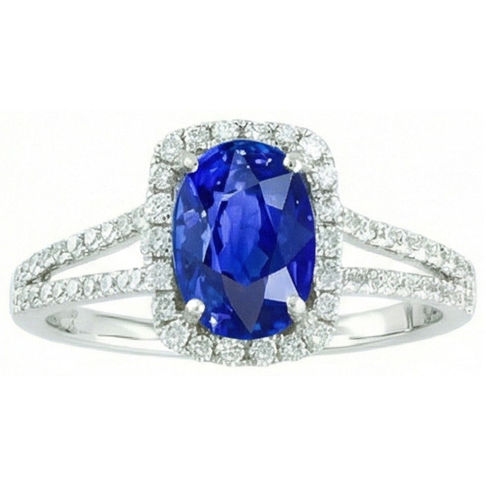 Natural Real ( Not Lab Grown ) Ceylon Sapphire 3.25 Carats Anniversary Ring White Gold 14K