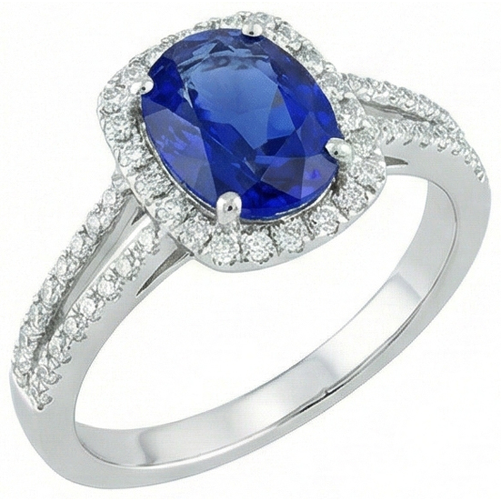 Natural Real ( Not Lab Grown ) Ceylon Sapphire 3.25 Carats Anniversary Ring White Gold 14K