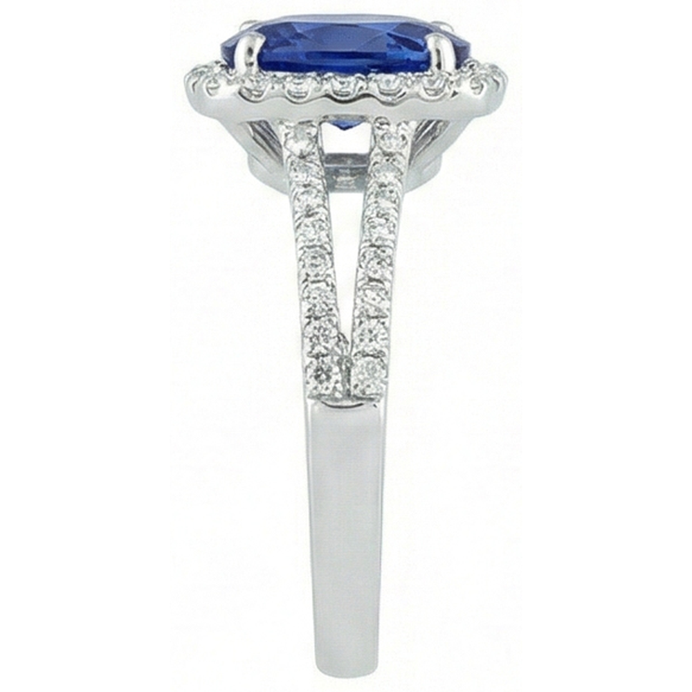 Natural Real ( Not Lab Grown ) Ceylon Sapphire 3.25 Carats Anniversary Ring White Gold 14K