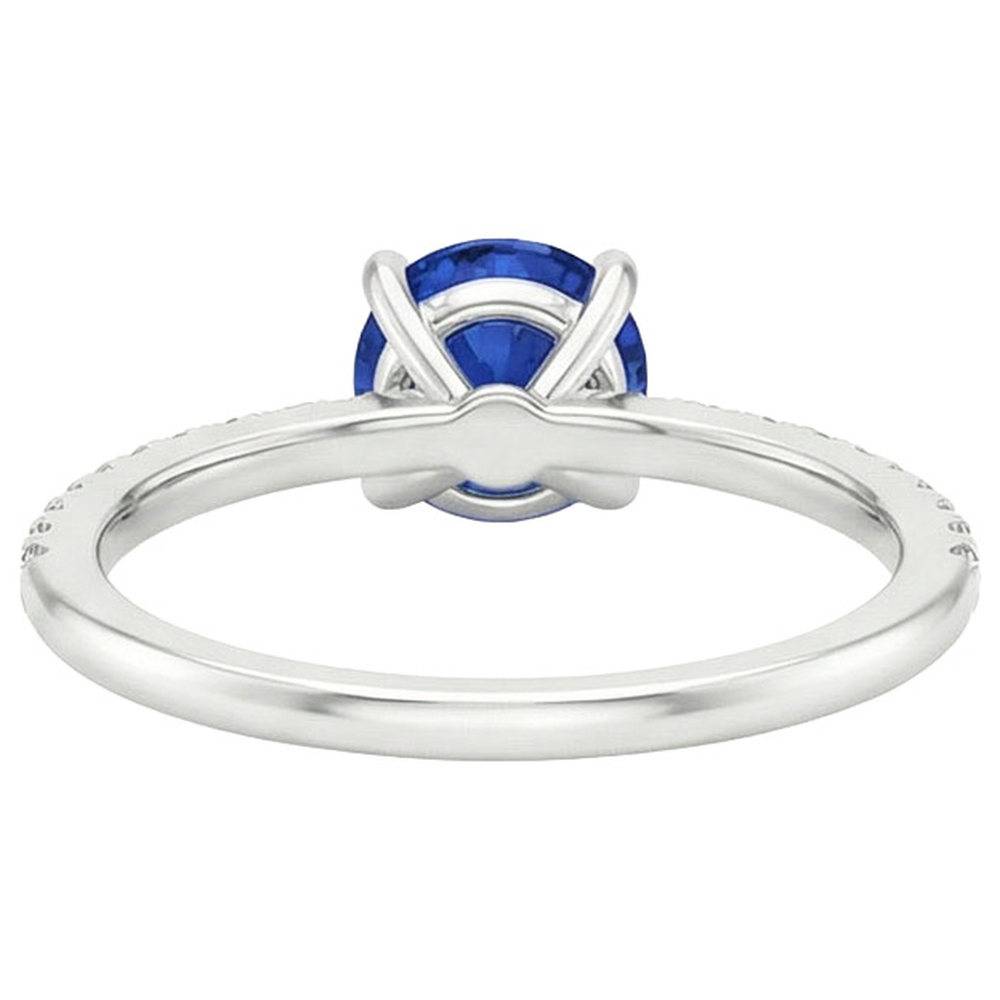 Natural Real ( Not Lab Grown ) Ceylon Sapphire Engagement Ring With Accents 2.50 Carats Gold 14K