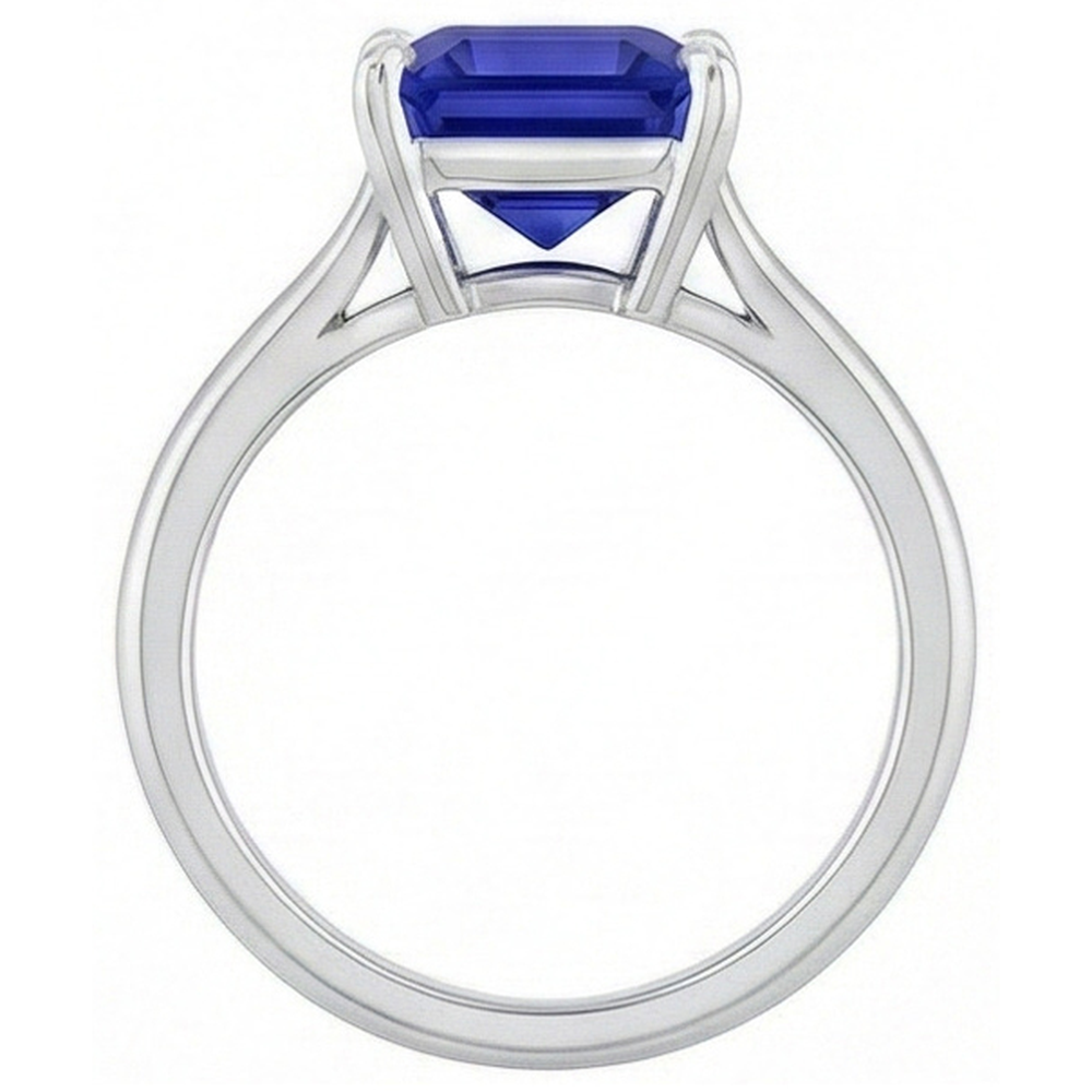 Natural Real ( Not Lab Grown ) Ceylon Sapphire Solitaire Ring Asscher Cut 2 Carats Women's Jewelry