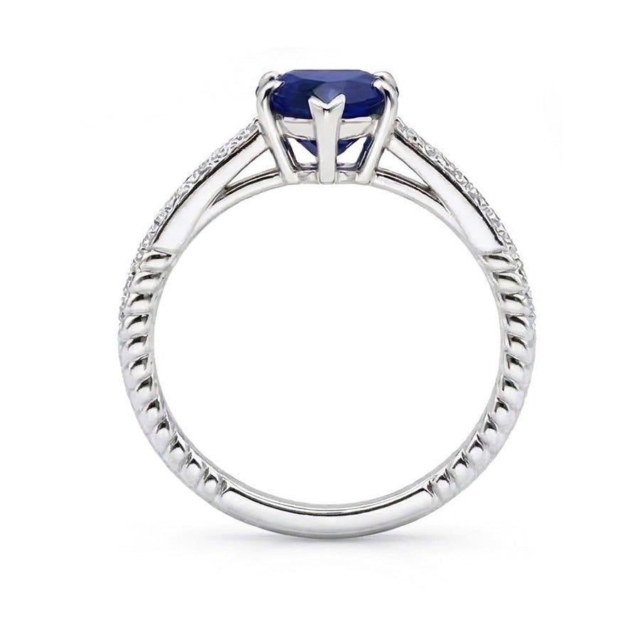 Ceylon Sapphire Solitaire Ring & Pave Set Natural Earth Mined Diamond Accents 2.50 Carats
