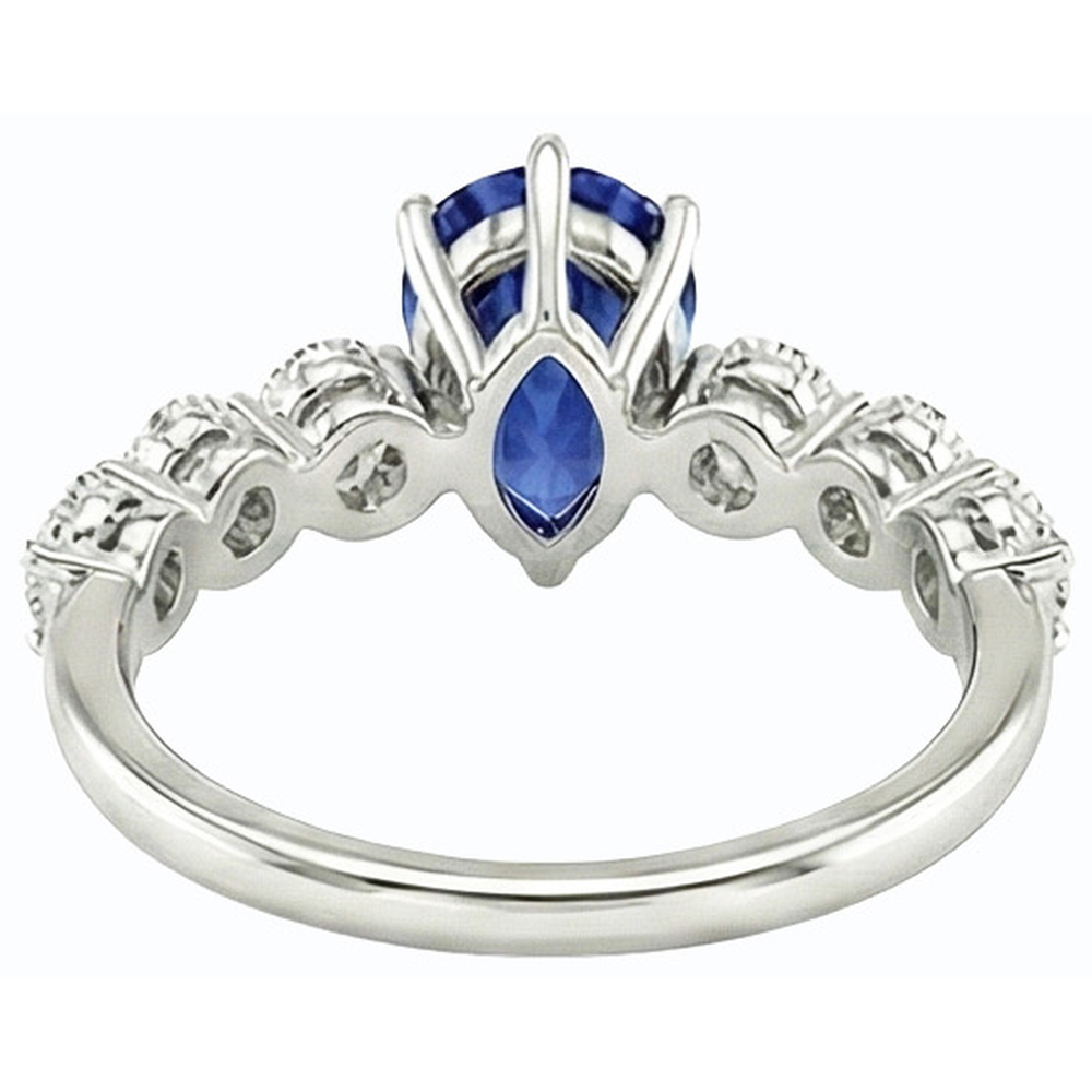 Ceylon Sapphire & Natural Earth Mined Diamond Anniversary Ring Gemstone Jewelry 3 Carats