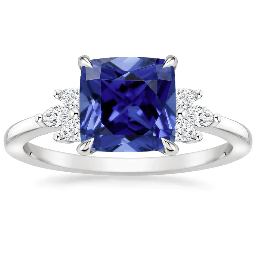 Ceylon Sapphire Marquise Diamond Ring
