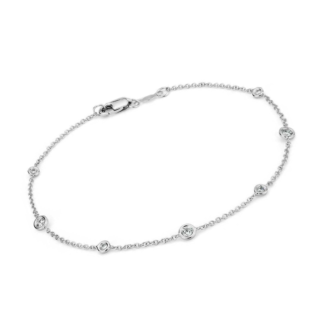 Chain Bracelet Lab Grown Diamond By The Yard Station White Gold 14K 3 Ct