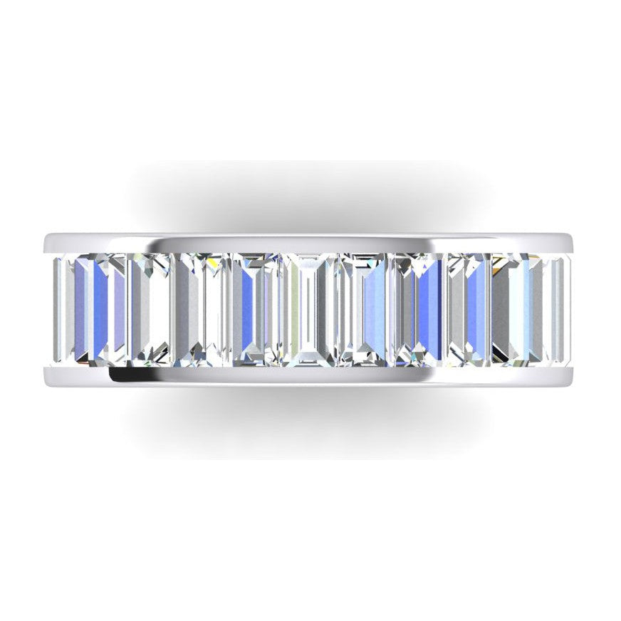 Channel Set Baguette Cut Diamond Eternity Band Gold 6 Carats