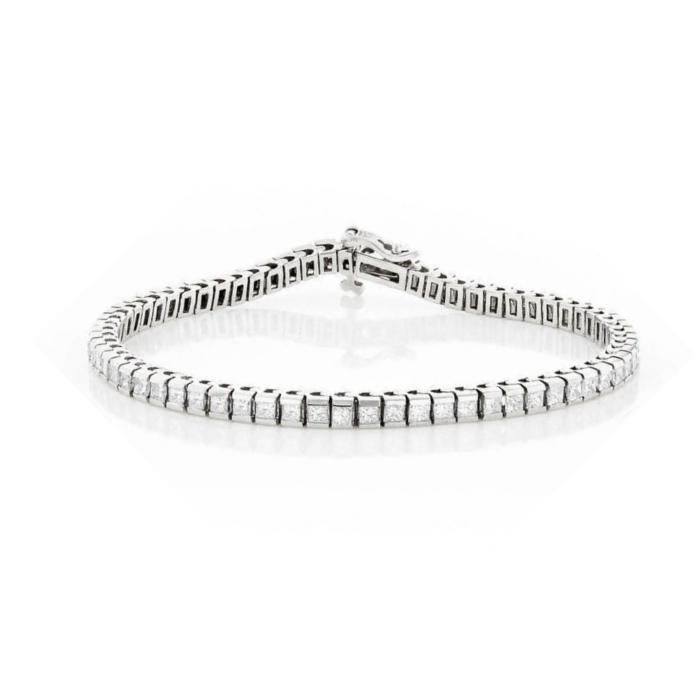 Channel Set Tennis Bracelet 7 Carats Lab Grown Diamonds White Gold 14K New