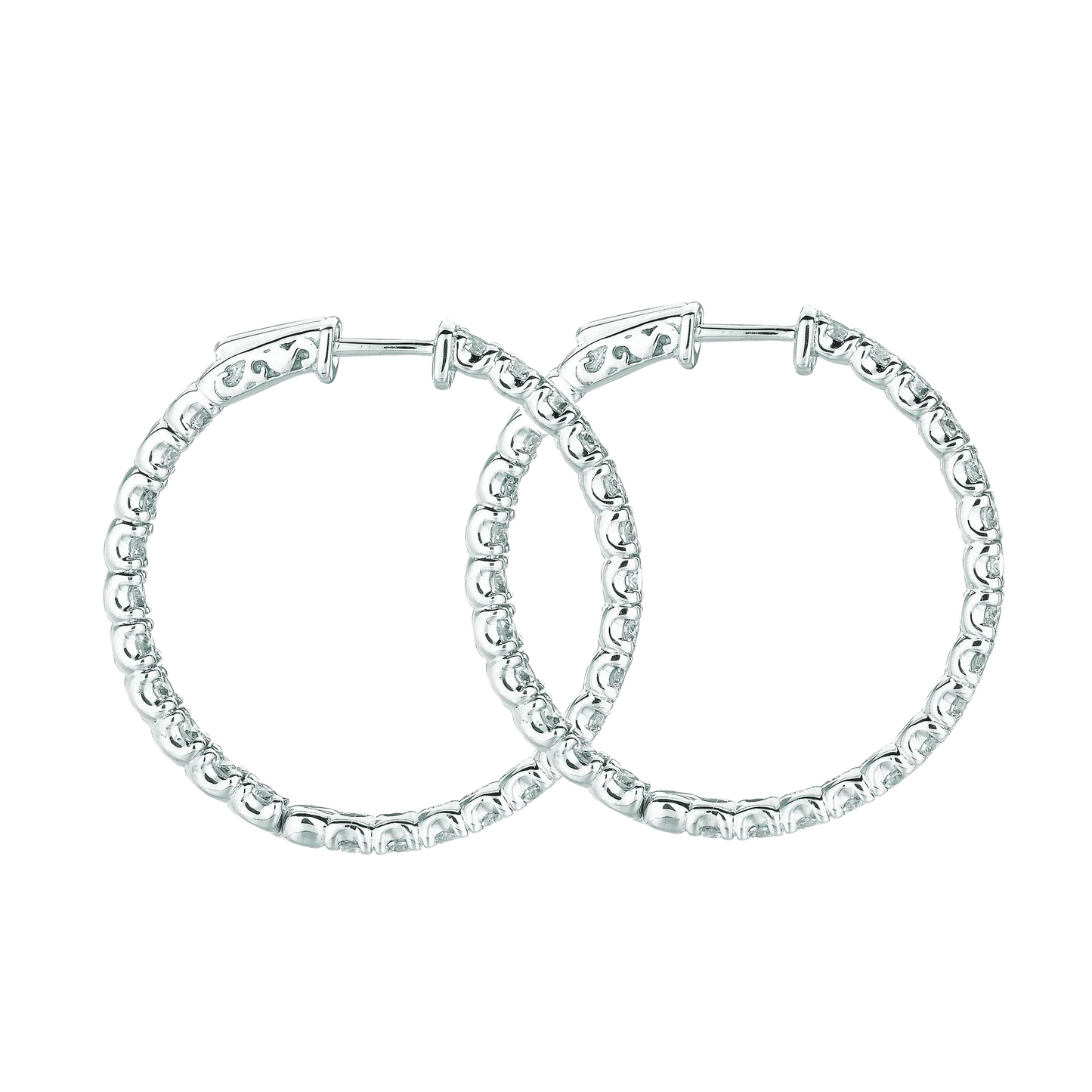 Classic Natural Earth Mined Diamond Hoop 14 Carat Earrings