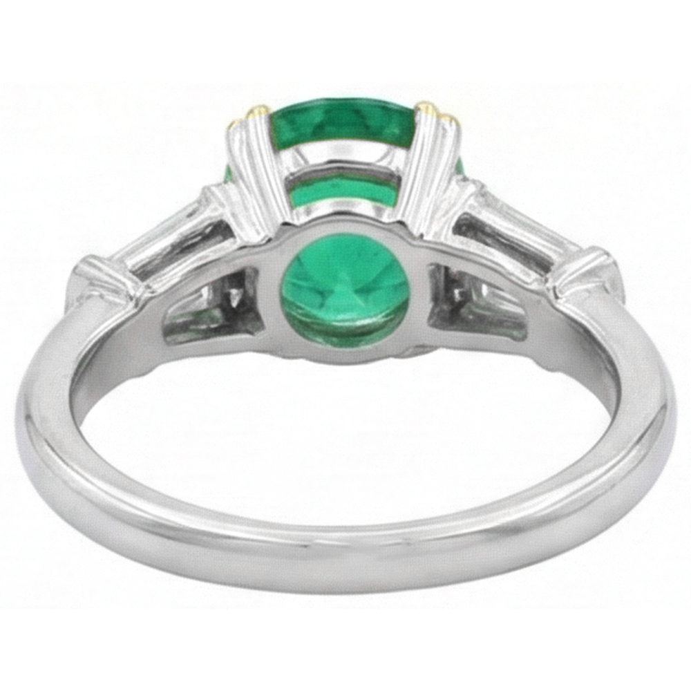 Natural Real ( Not Lab Grown ) Classy Round Gemstone Diamond Ring Green Emerald GIA