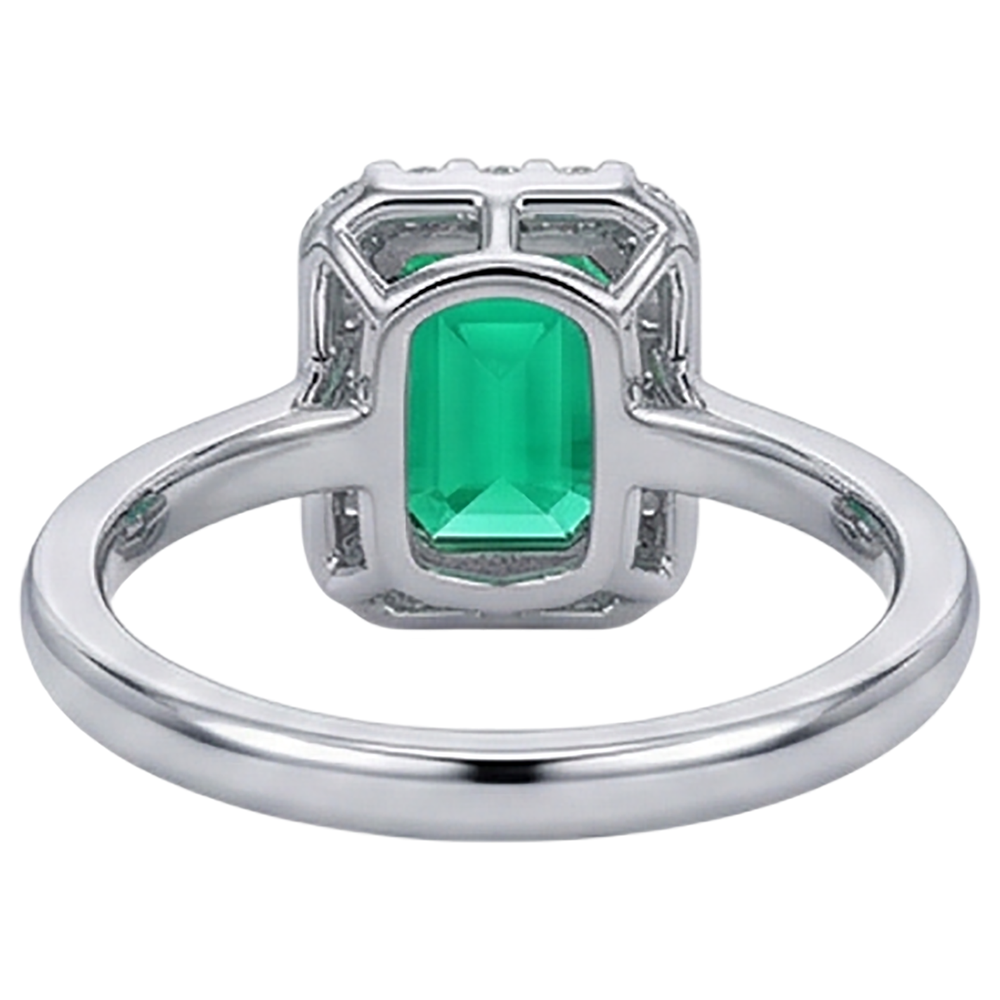 Natural Real ( Not Lab Grown ) Colombian Green Emerald GIA Halo Ring For Women