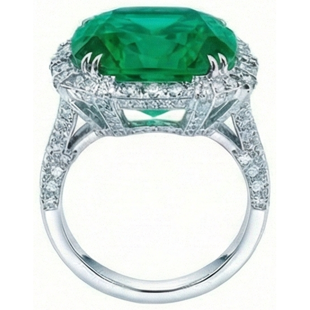 Colombian Green Emerald GIA With Natural Earth Mined Diamonds Ring 4 Carats