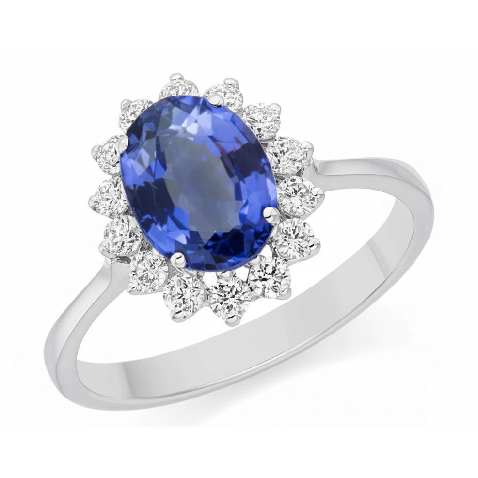 Natural Real ( Not Lab Grown ) Cornflower Blue Sapphire Halo Ring