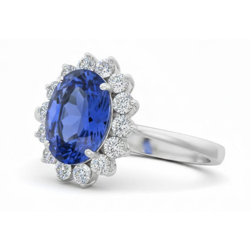 Natural Real ( Not Lab Grown ) Cornflower Blue Sapphire Halo Ring