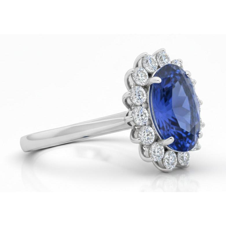 Natural Real ( Not Lab Grown ) Cornflower Blue Sapphire Halo Ring