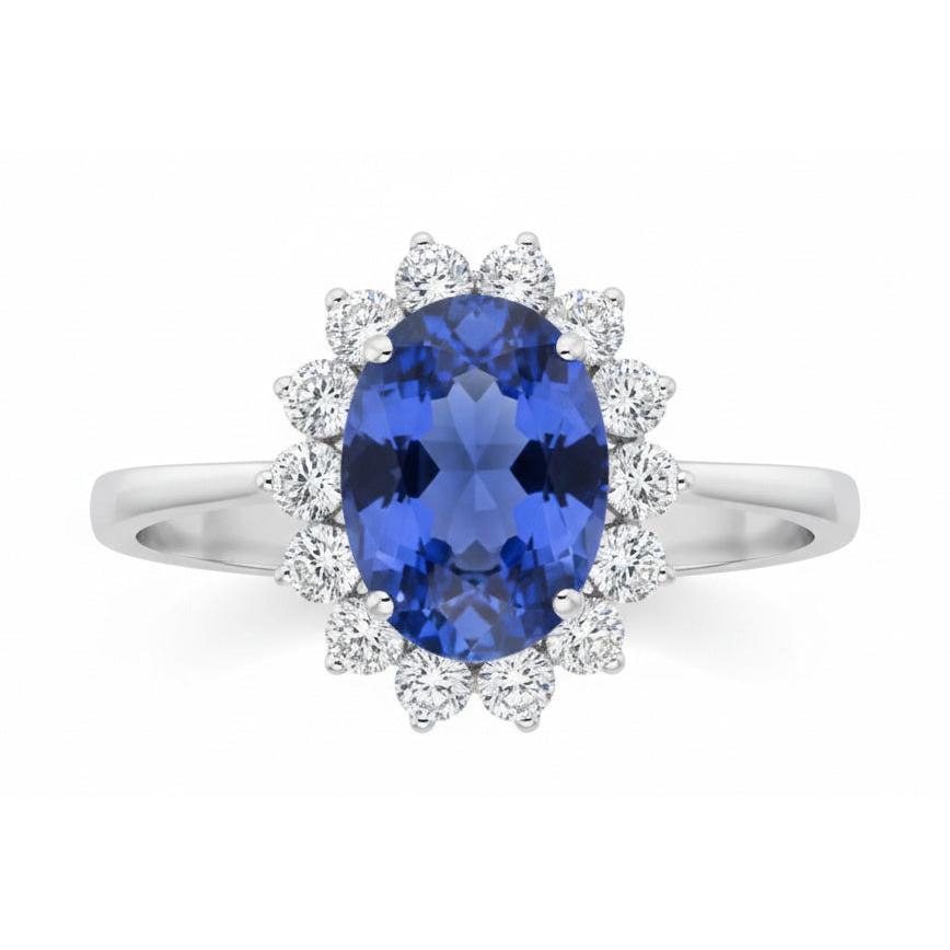 Natural Real ( Not Lab Grown ) Cornflower Blue Sapphire Halo Ring