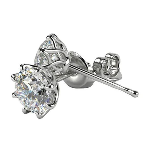 Criss Cross Solitaire Earrings Round Brilliant Lab Grown Diamond Studs 3.50 Ct