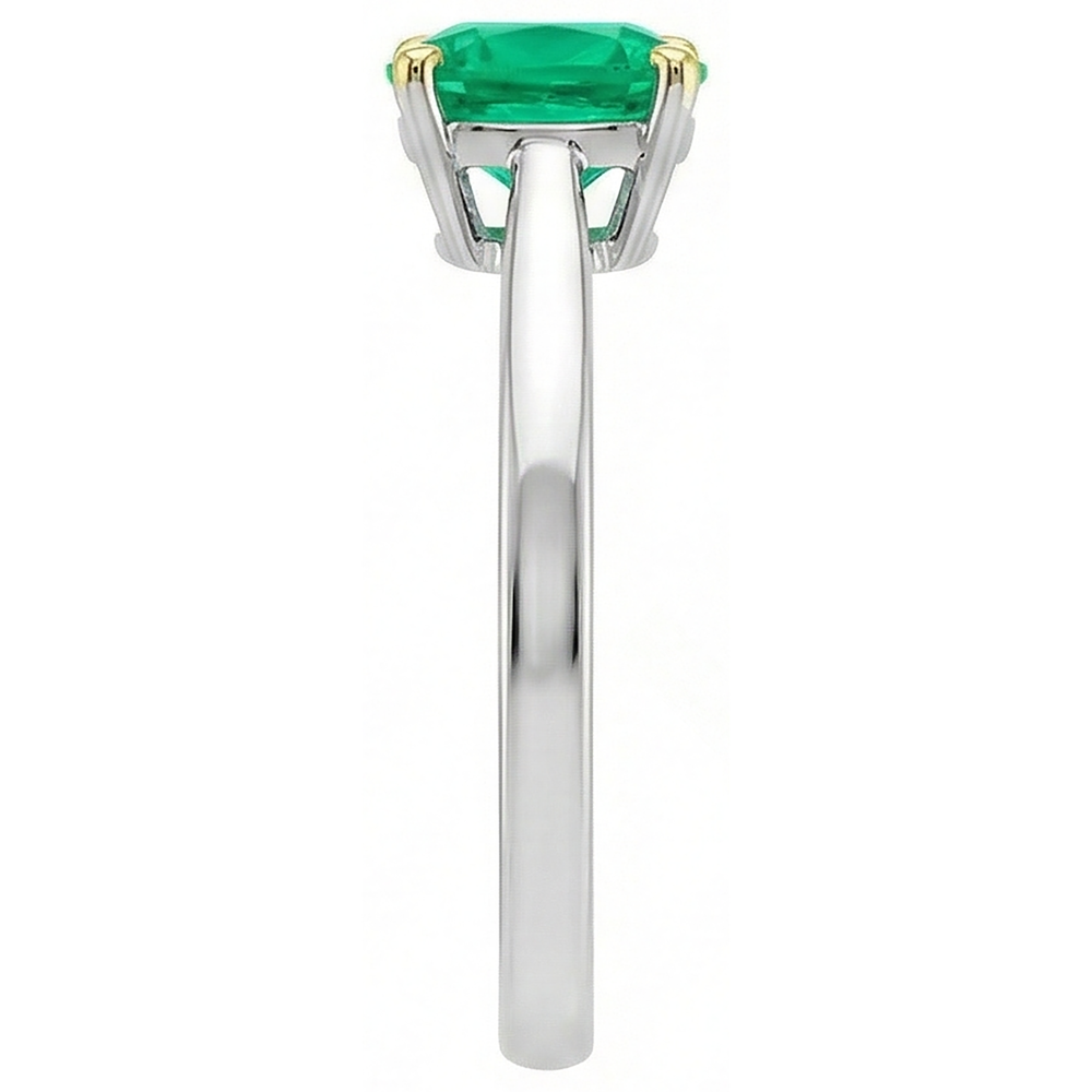 Natural Real ( Not Lab Grown ) Cushion Cut Gemstone Ring Green Emerald GIA Solitaire