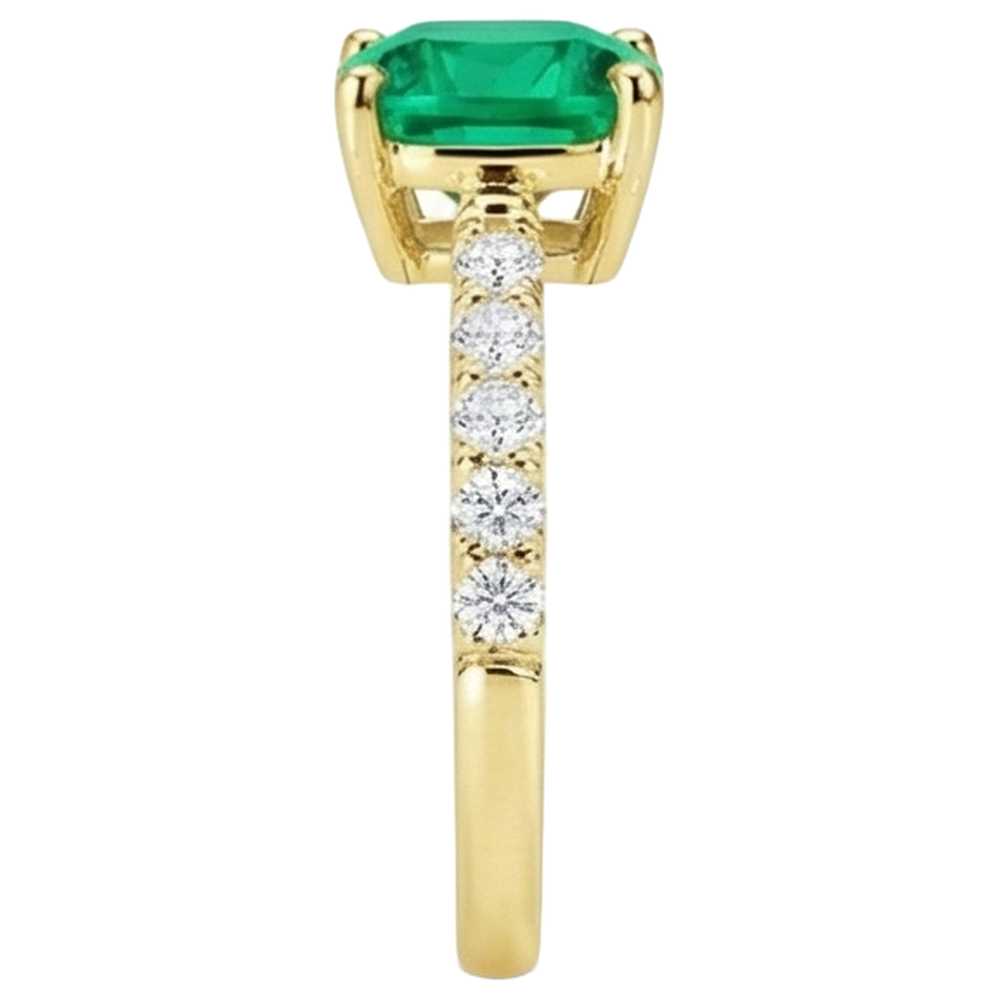 natural round emerald 3ct ring with diamond accents