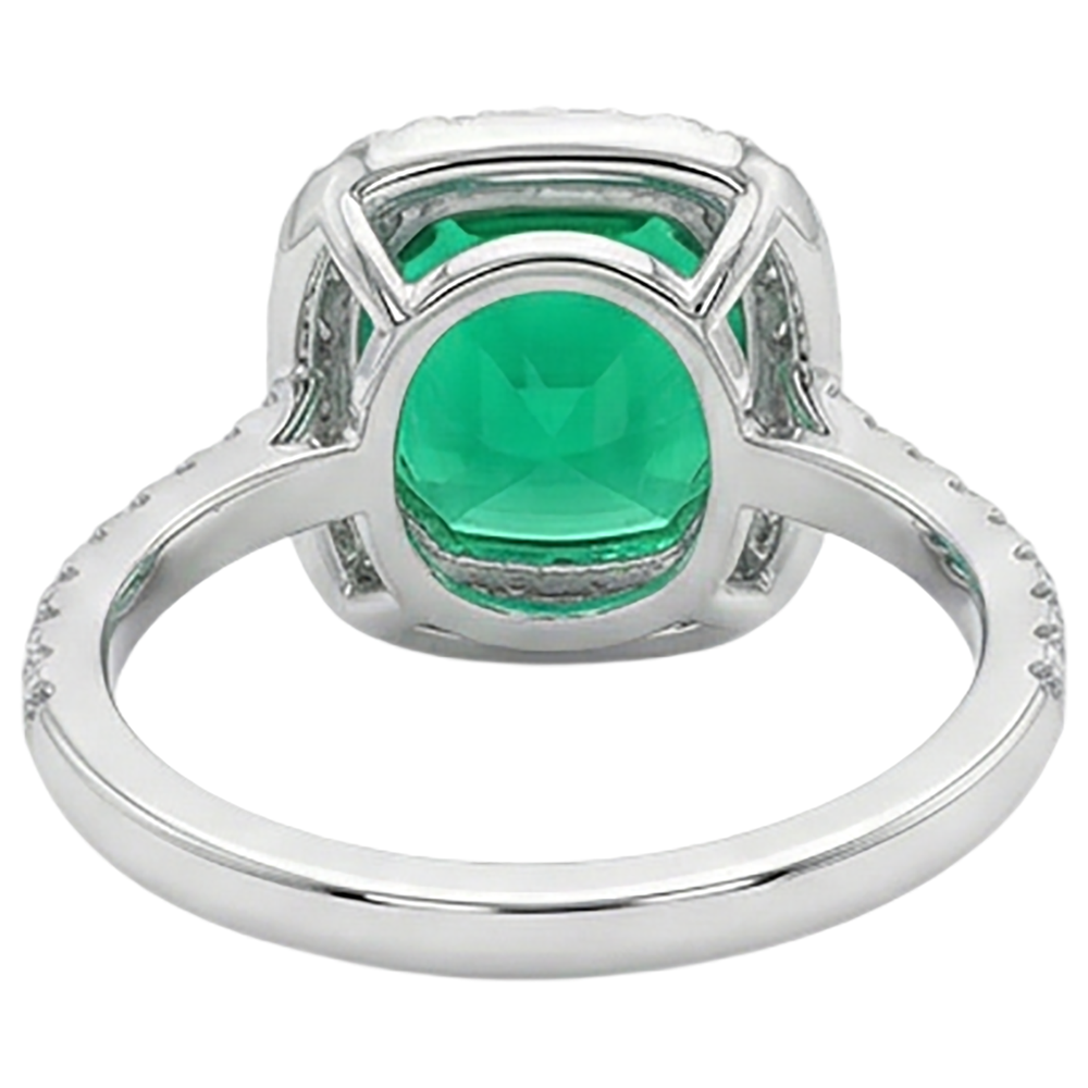 Natural Real ( Not Lab Grown ) Cushion Green Emerald GIA Halo Ring Formal Jewelry