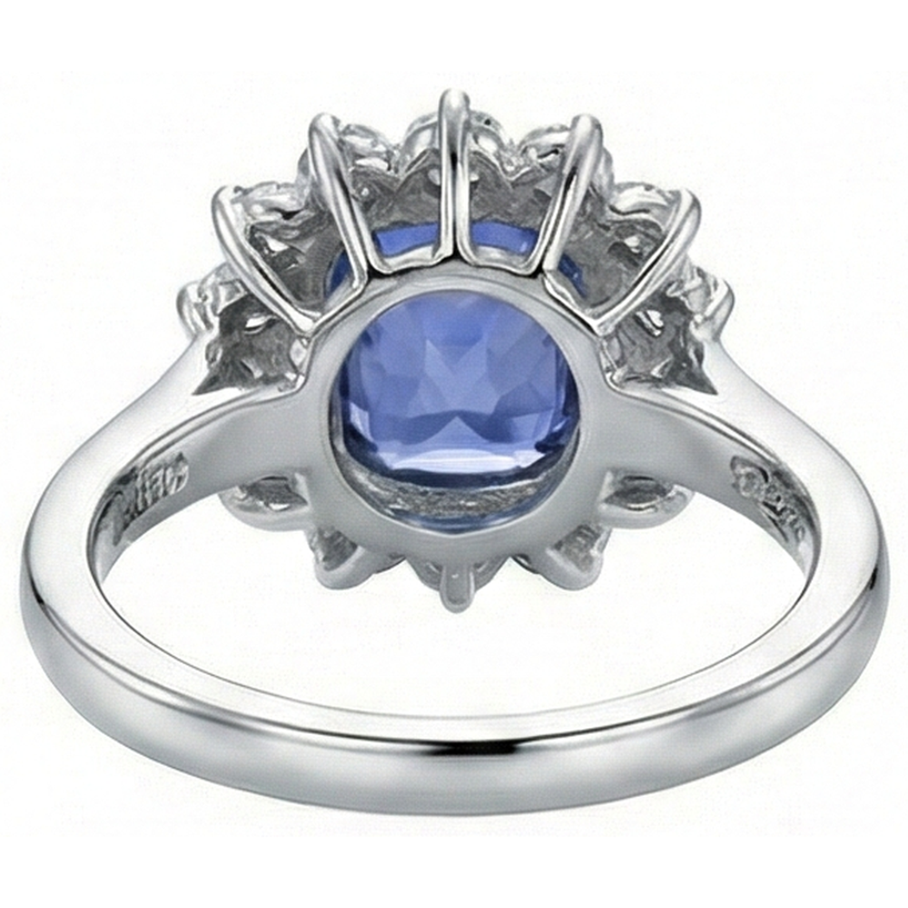 Cushion Tanzanite 4.30 Carat Natural Earth Mined Diamonds Halo Ring White Gold 14K