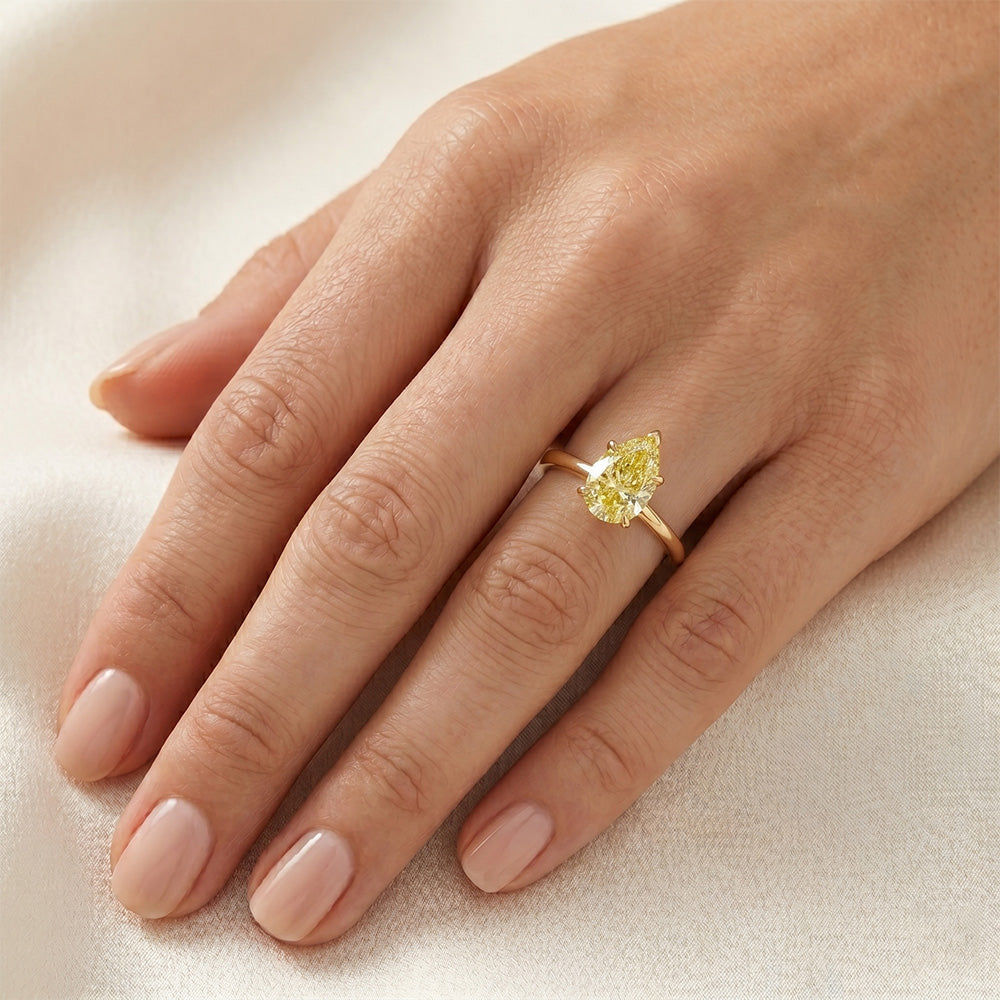 Custom Yellow Canary Diamond Statement Ring 2 ct – 14K Yellow