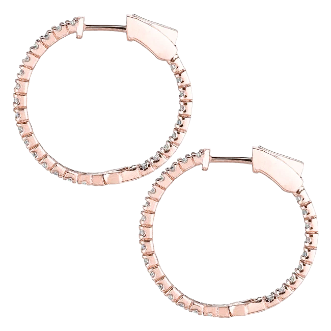 Custom Jewelry 2 Carat Hoop Earrings Natural Earth Mined Diamond Snap Lock