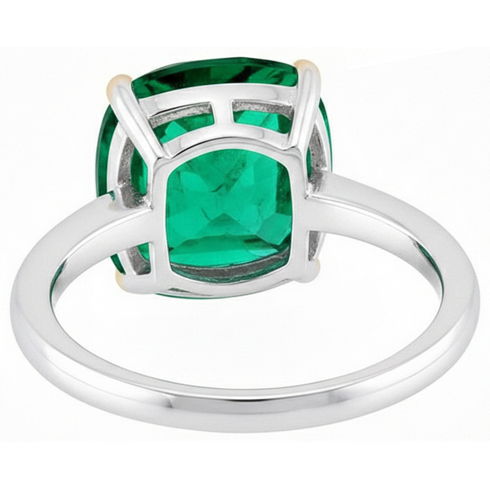 Natural Real ( Not Lab Grown ) Cute Cushion Cut Green Emerald GIA Ring