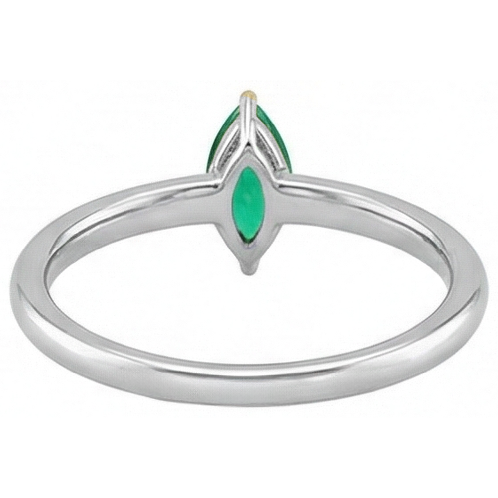 Natural Real ( Not Lab Grown ) Dainty Marquise Gemstone Ring Solitaire Green Emerald GIA