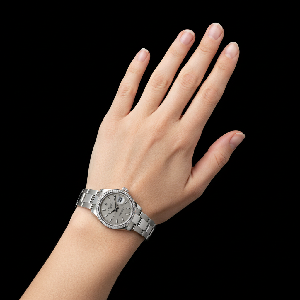 Datejust Midsize Rolex Watch Diamond Bezel Stick Dial Ss P4