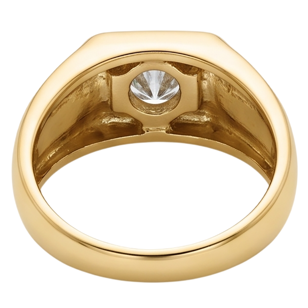 Diamond Solitaire Engagement Men's Ring 0.50 Carats Yellow Gold 10K