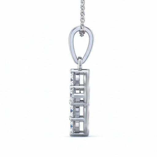 Natural Real Diamond ( Not Lab Grown ) Cross Necklace 2.00 Ct Round Brilliant Cut 14K White Gold