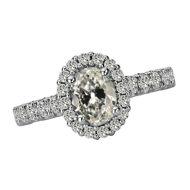 Diamond Round & Oval Old Mine Cut Halo Ring Jewelry 5 Carats