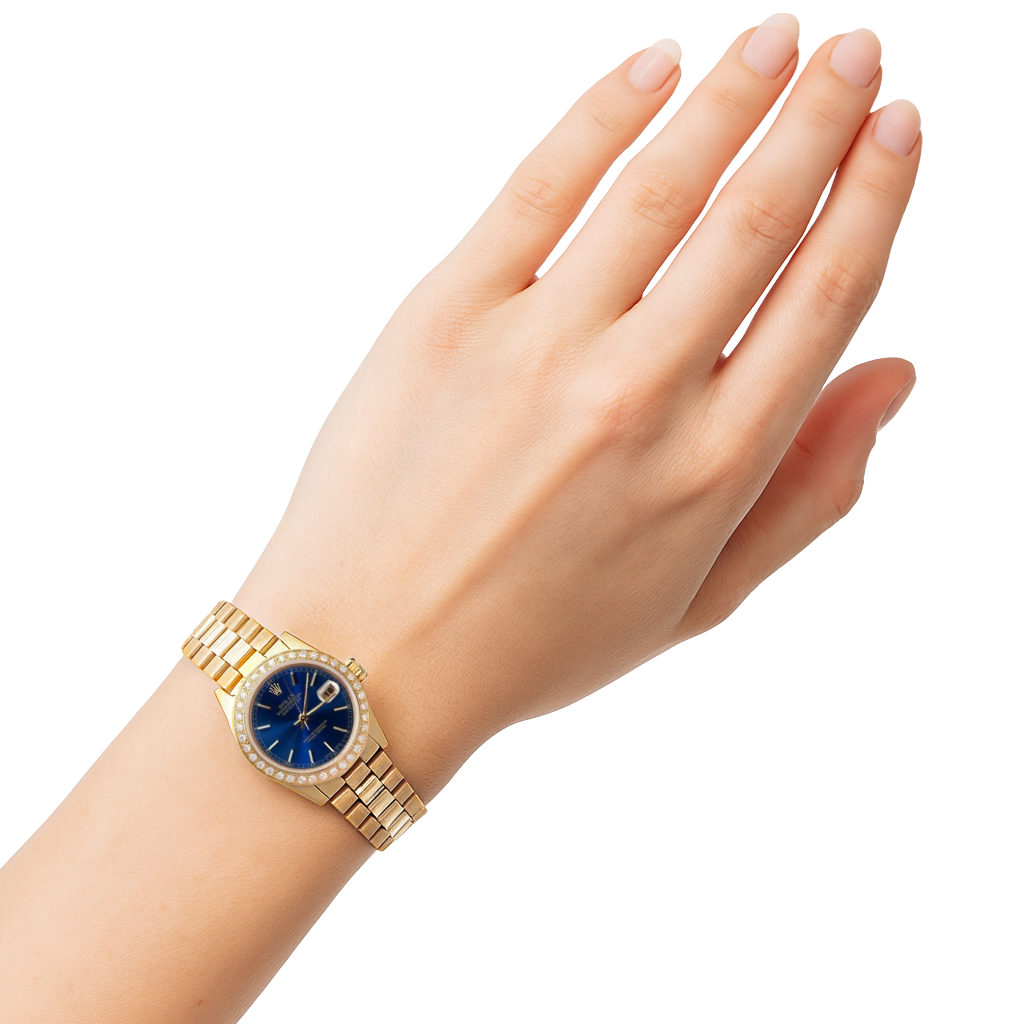 Diamond Bezel Rolex Datejust Watch Lady Presidential Style Gold