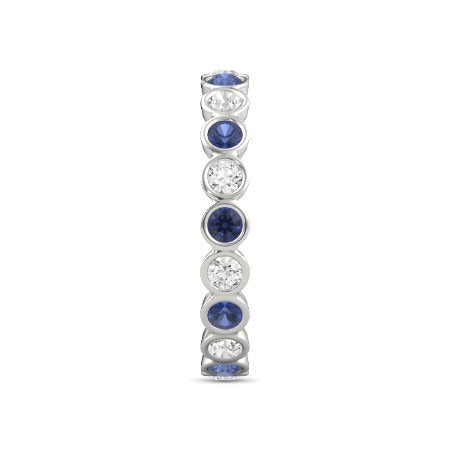 Diamond Eternity Band 2 Carat Bezel Set Round Blue Sapphire Ladies