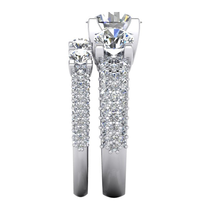 Diamonds Pave Engagement Ring 4.11 Carats White Gold 14K New