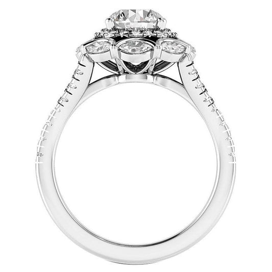Double Halo Round Old Cut Huge Lab Grown Diamond Ring With Accents 11 Carats