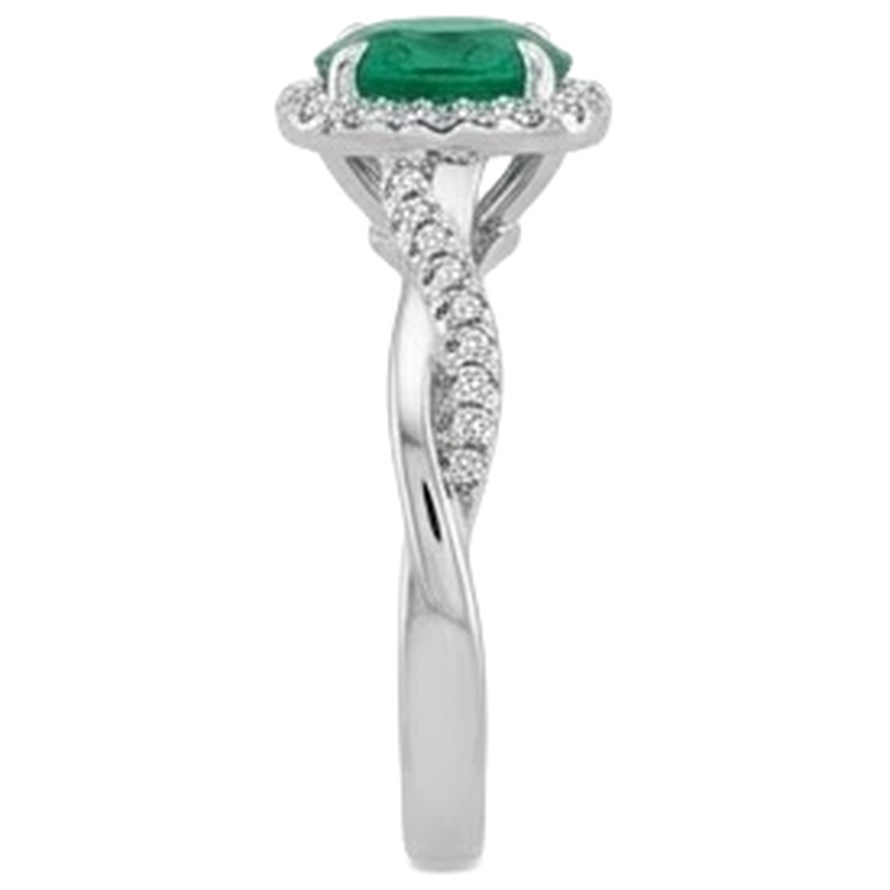 Eagle Claw Prongs Green Emerald GIA Solitaire With Accents Natural Earth Mined Diamond Ring