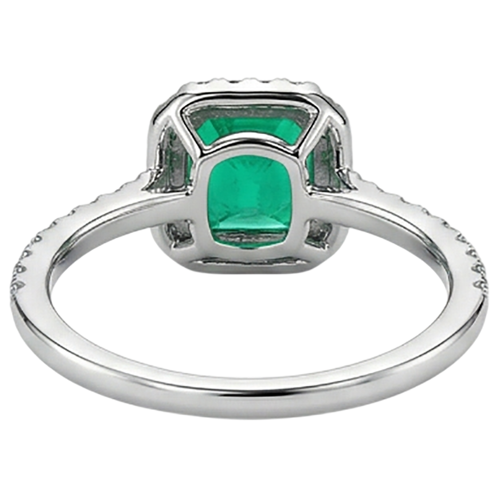 Natural Real ( Not Lab Grown ) Elegant Green Emerald GIA Wedding Ring Two Tone Gold V-Prong Set