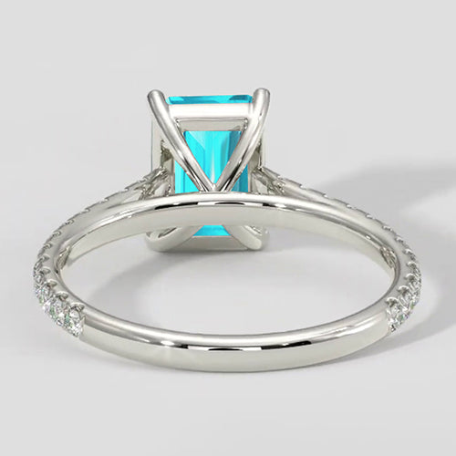 Elegant Emerald Cut Paraiba Ring