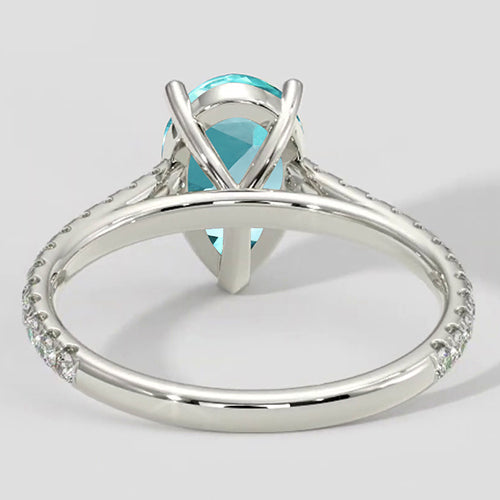 Elegant Paraiba Ring Pear Cut with Pave
