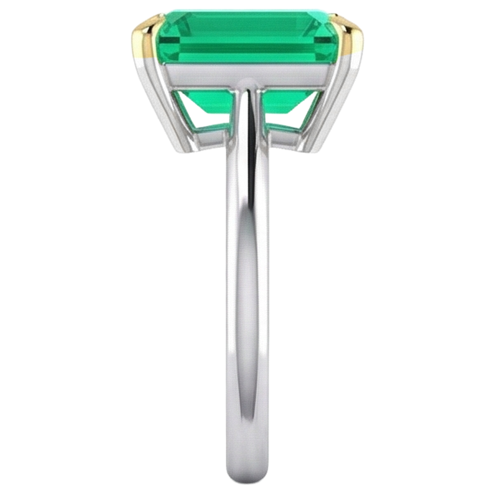 Natural Real ( Not Lab Grown ) Emerald GIA Cut Green Emerald GIA Solitaire Ring