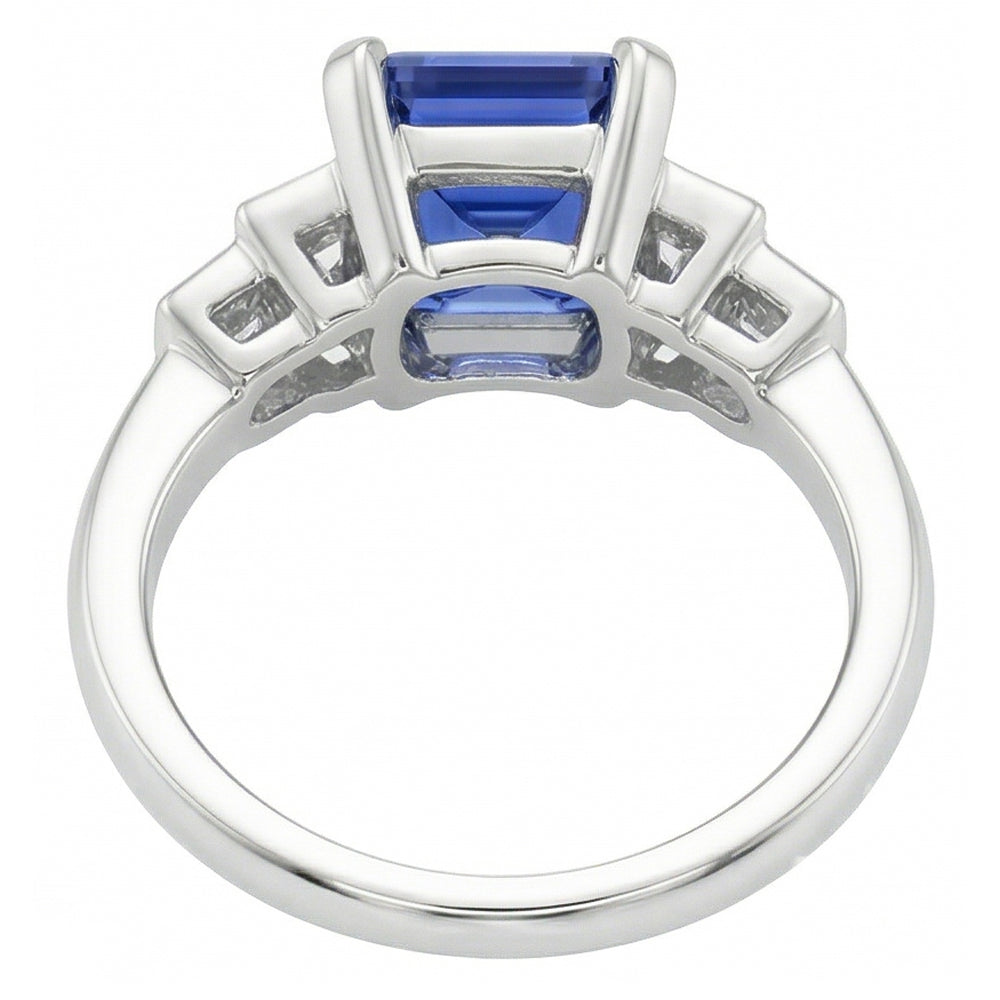 Emerald Natural Earth Mined Diamond Sapphire Anniversary Ring 2.50 Carats Ladies Gold 14K