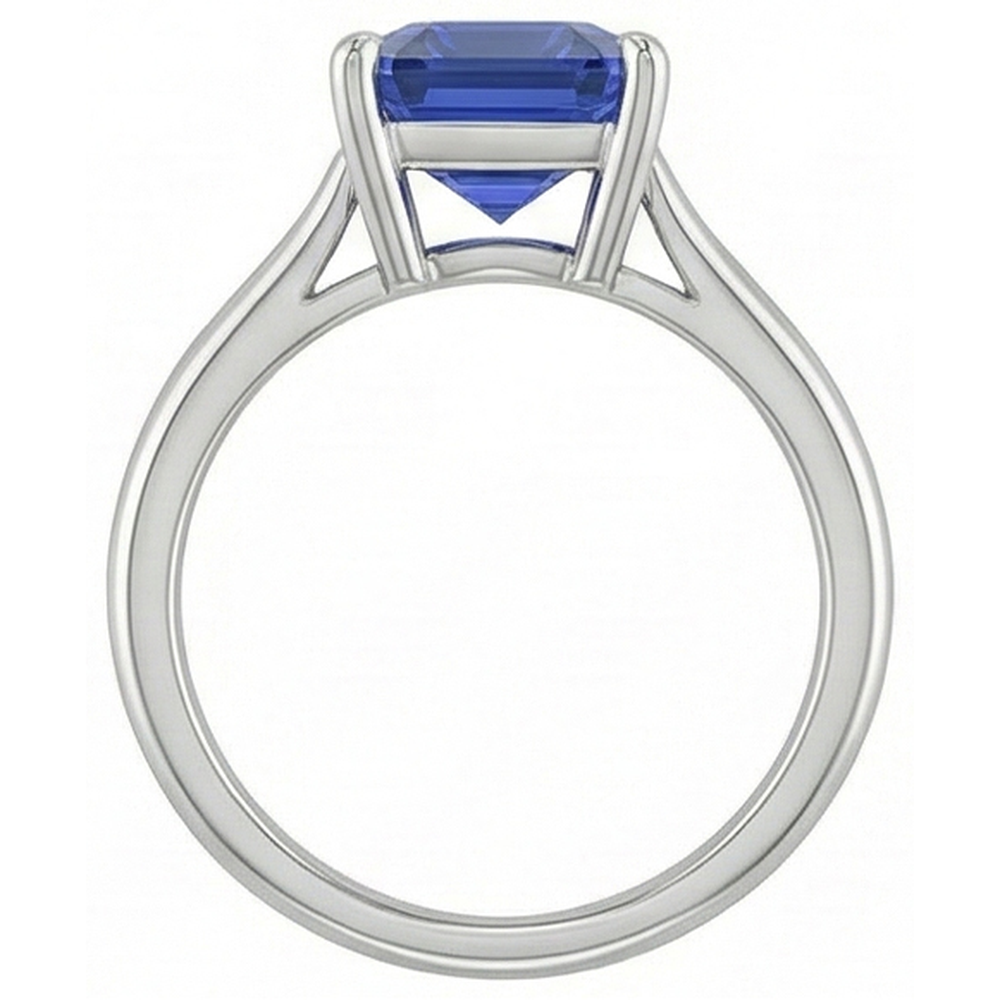 Natural Real ( Not Lab Grown ) Emerald Solitaire Blue Sapphire Ring 2.50 Carats Ladies Jewelry