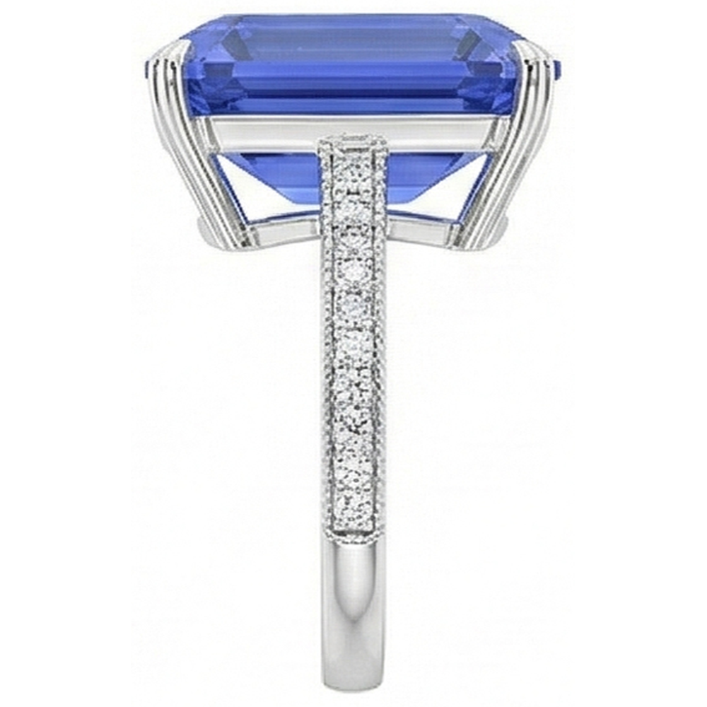Natural Real ( Not Lab Grown ) Emerald Solitaire Ceylon Sapphire Ring With Accents 5 Carats