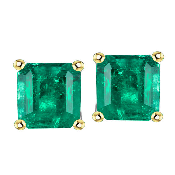 Emerald Shape Gemstone Earrings Big Green Emerald Studs