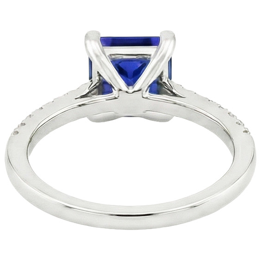Engagement Ring Princess Ceylon Sapphire and Natural Earth Mined Diamond 5.25 Carat