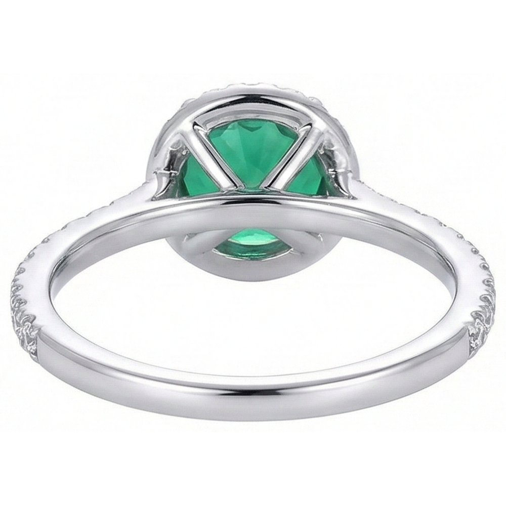 Engagement Ring Round Cut Green Emerald GIA Natural Earth Mined Diamond White Gold 14K 5 Ct