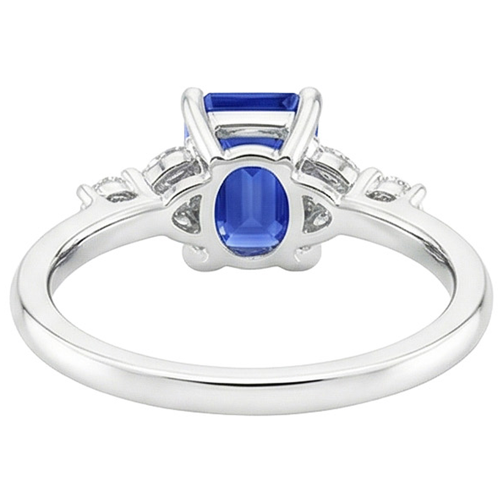 Engagement Ring With Accents Emerald Blue Sapphire & Natural Earth Mined Diamond 4 Carats